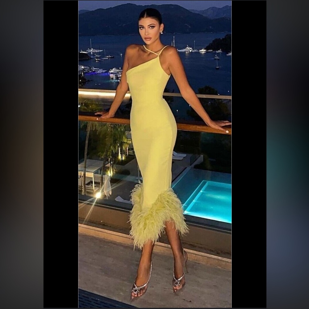 HOUSE OF CB 'Alessia' Lime Midi Dress /Size XS-US2-4 $299